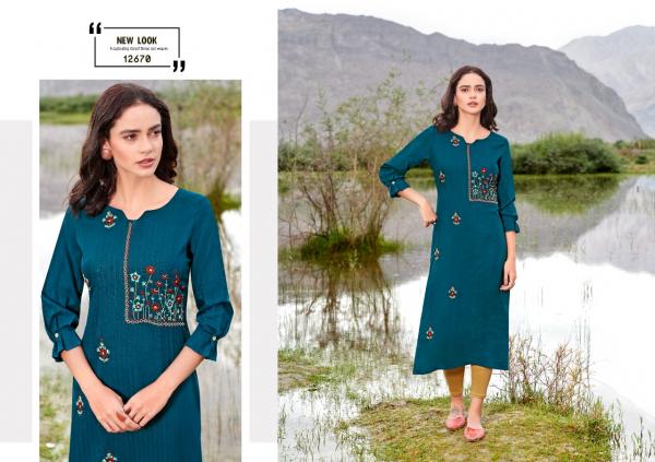 Kalaroop Beat Fancy Rayon Embroidery Kurti 